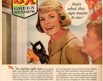 1950s S and H green stamps vintage magazine ad wall decor shop decor