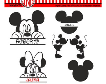 Mickey Mouse SVG File, Mickey Mouse Monogram, Minnie Mouse EPS File, Disney SVG,Digital File, Cuttable Design, Cricut, Silhouette Disney Dxf