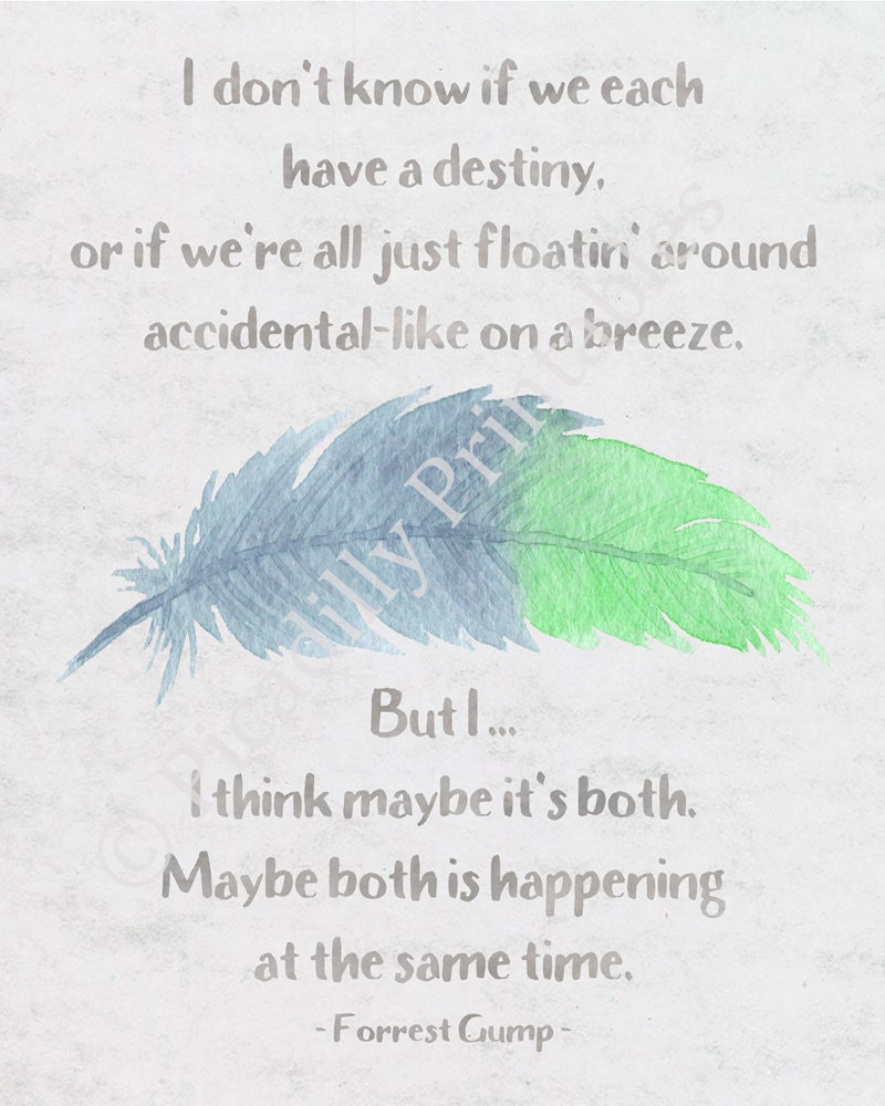 Forrest Gump Feather Quote Movie Watercolor by PicadillyPrintables