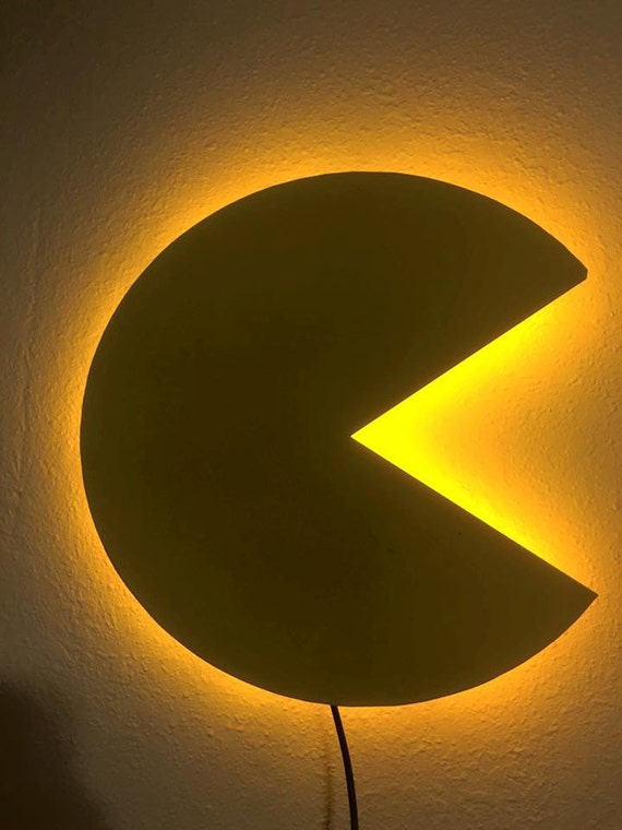 Wooden LED Back lit Pac-man Wall Light FREE SHIPPING