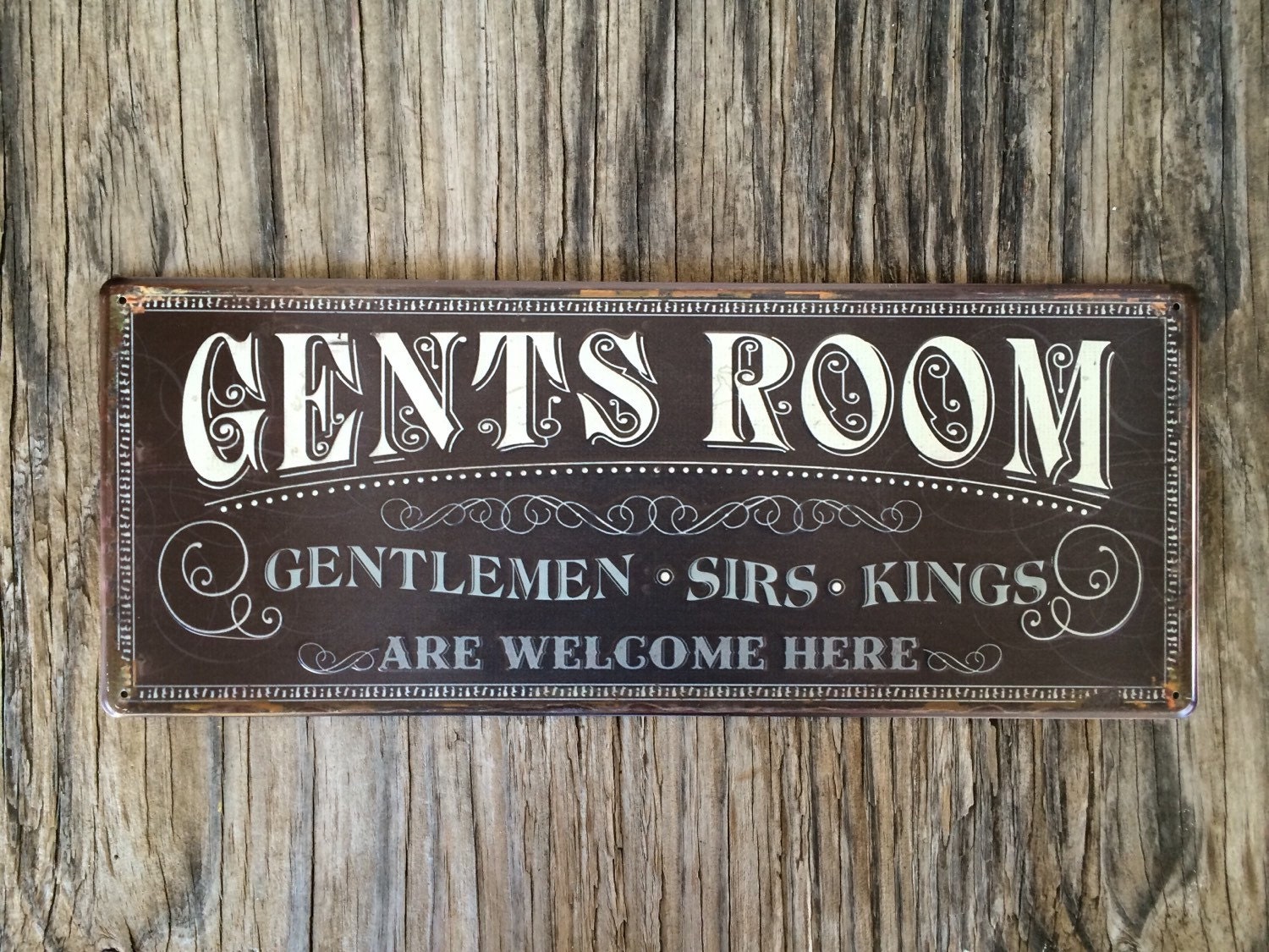 Tin bathroom signs vintage