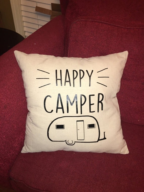 Happy Camper Pillow Cover by theredheadway on Etsy
