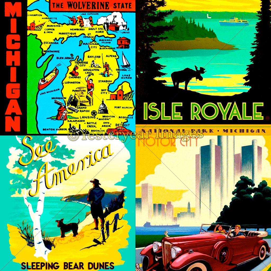vintage michigan travel posters