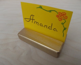 15 Gold table number holders, Place Card Holders, Wood Menu Holders, Wedding Place Card Holders, Wooden holders, Card Holders