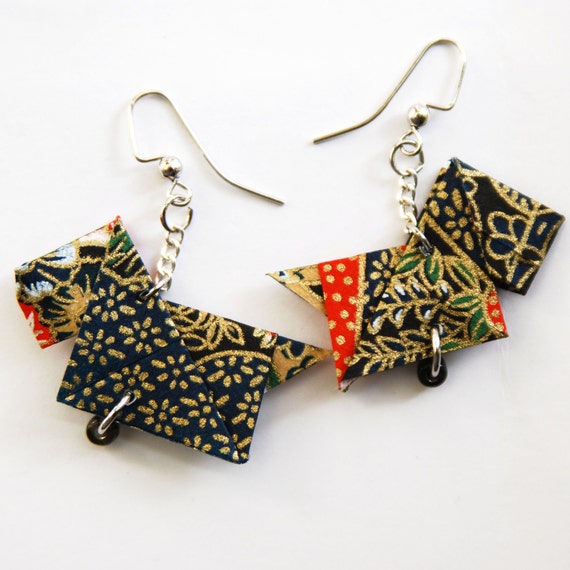 Origami Scottie Dog Earrings, Style 3