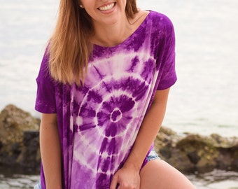 Tie Dye T-shirt - Oversized Shirt - Boat Neck Shirt - Bamboo T-Shirt - Eco Clothing - Festival Clothing - Bamboo Clothing - Organic T-Shirt