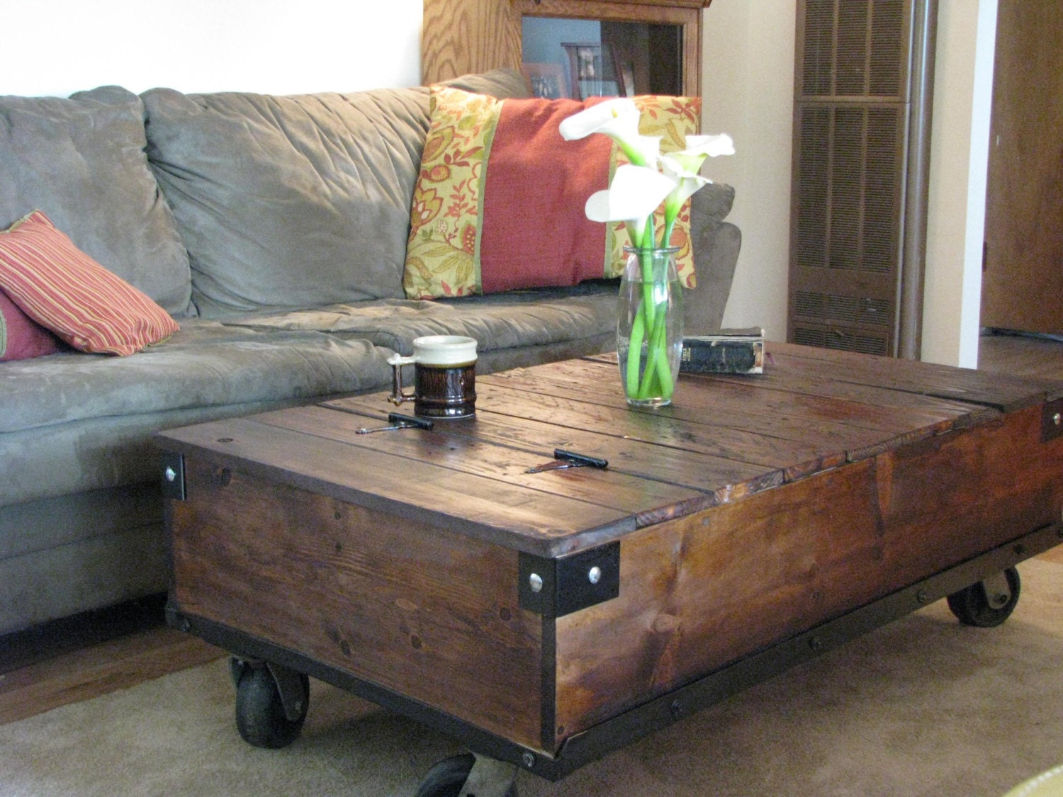 Factory Cart Coffee Table with storage by HoopersDesignGarage