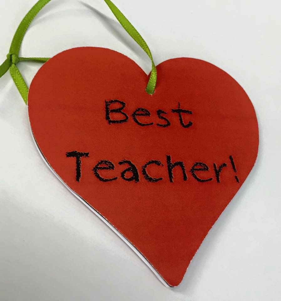 Teacher Gift Wooden Apple Heart