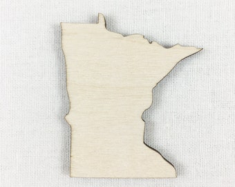 Minnesota Wood Shape, Unfinished Wood Minnesota Laser Cut Shape, DIY Craft Supply, Many Size Options