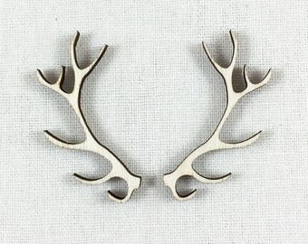 Wood Antler Shape, Unfinished Wood Antlers Laser Cut Shape, DIY Craft Supply, Many Size Options