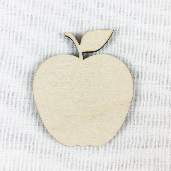 Wood Apple Shape Unfinished Wood Apple Laser Cut Shape DIY