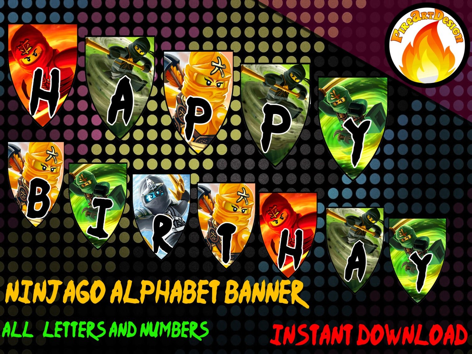 Ninjago Inspired Birthday Alphabet banner Ninjago Kids