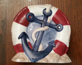 90s Vintage Nautical Toothbrush Holder / Bathroom Decor / Nautical / Toothbrush / Anchor / Boating / Boat / Christmas in July / CIJ / Rare