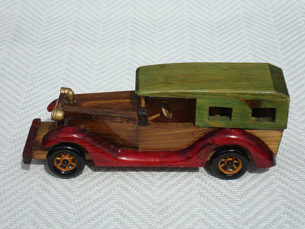 Retro wood car model vintage wooden automobile classic auto