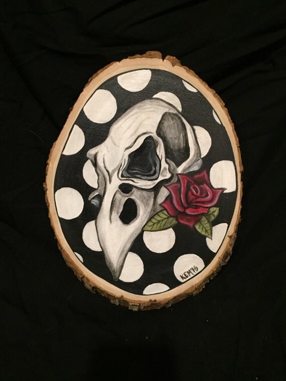 Raven Skull with Rose