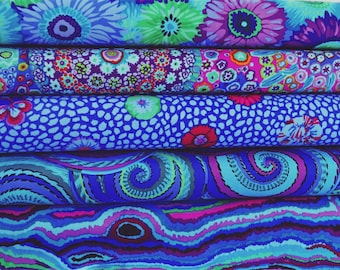 Bundle of Kaffe Fassett Fabrics 5 fabrics - Kaffe Fassett Blue Bundle