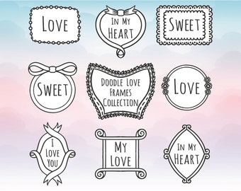 Love SVG, Banner Svg, Love frames, Vector wreath, Svg, Eps, Dxf, Illustrator, Png for Cricut space and Silhouette