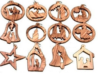 Bethlehem Olive Wood Handcarved Christmas Ornaments from Jerusalem