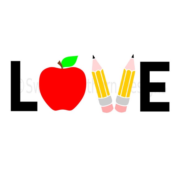 Download Love school pencil apple teachers school SVG DXF instant
