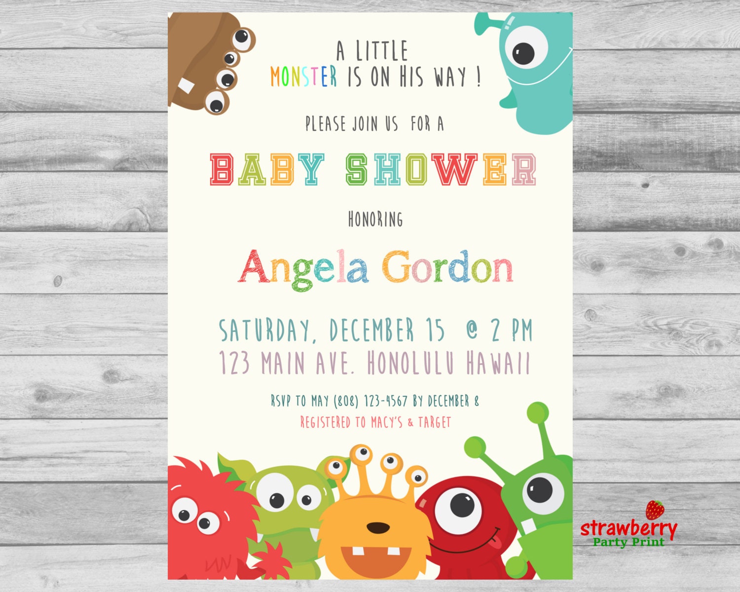 monsters baby shower invitations