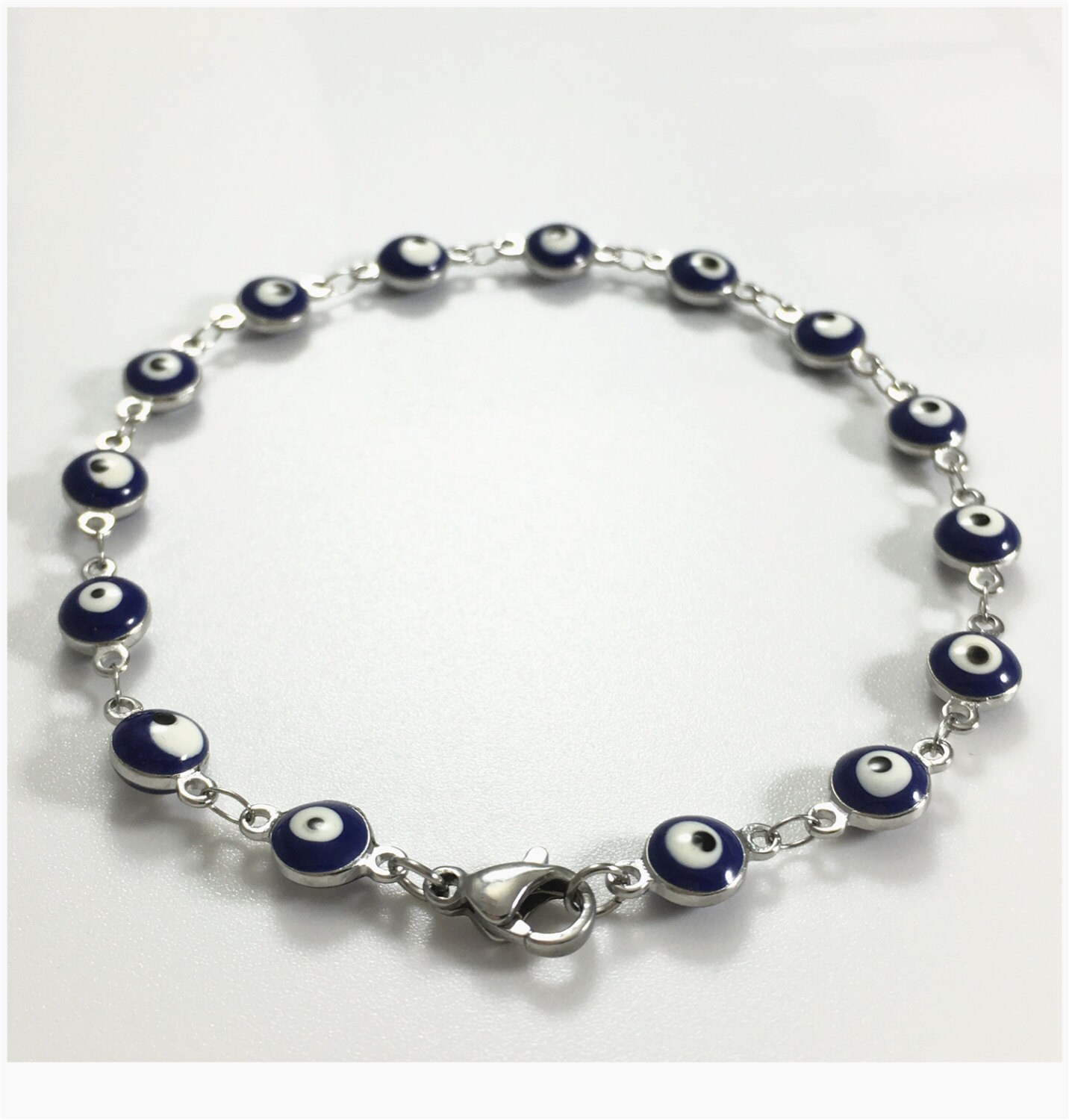 Stainless Steel Evil Eye Bracelet Navy Blue Evil Eye