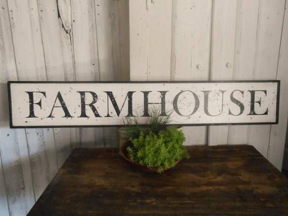 FARMHOUSE Sign Framed. Chippy Black/White by MiddletonMercantile