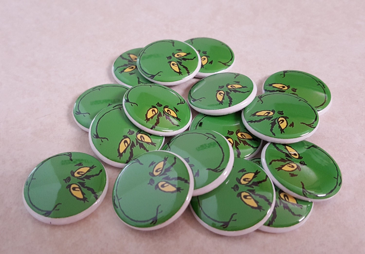 15 The Grinch 1 Flat Back pinback Buttons by LucysButtonBoutique