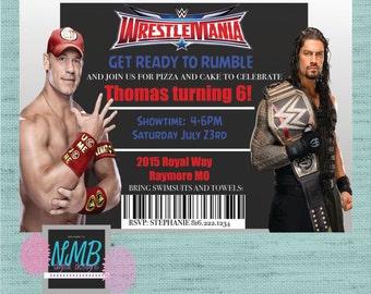 WWE Wrestlemania Ticket Personalized Birthday Invitation John