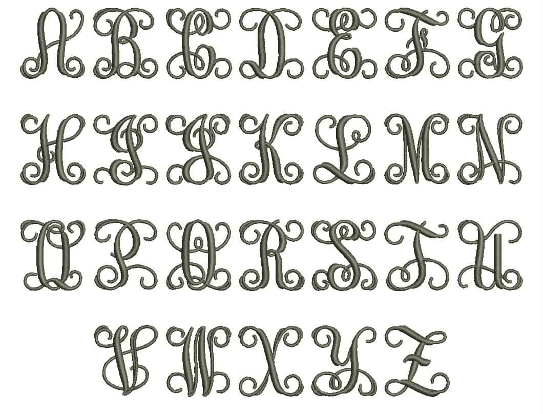 SALE** Interlocking Vine Monogram Embroidery Font 11 Sizes Machine BX Embroidery Fonts ...