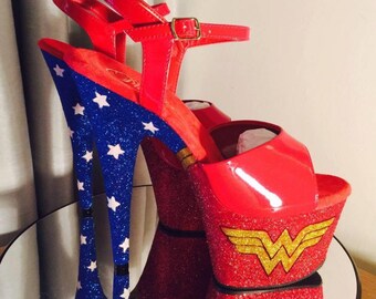 Wonder Woman customised pleasers pole dance shoes