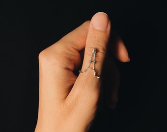 Silver Plated Eiffel Tower Wire Ring