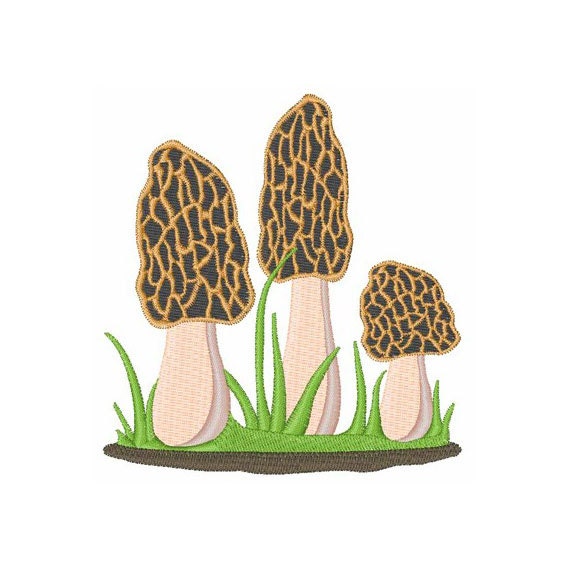 Morel Mushrooms Machine Embroidery Design by HopscotchByMarianne