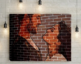 Custom Couples Portrait/ Mural - Canvas Print or Printable Mural Effect Portrait