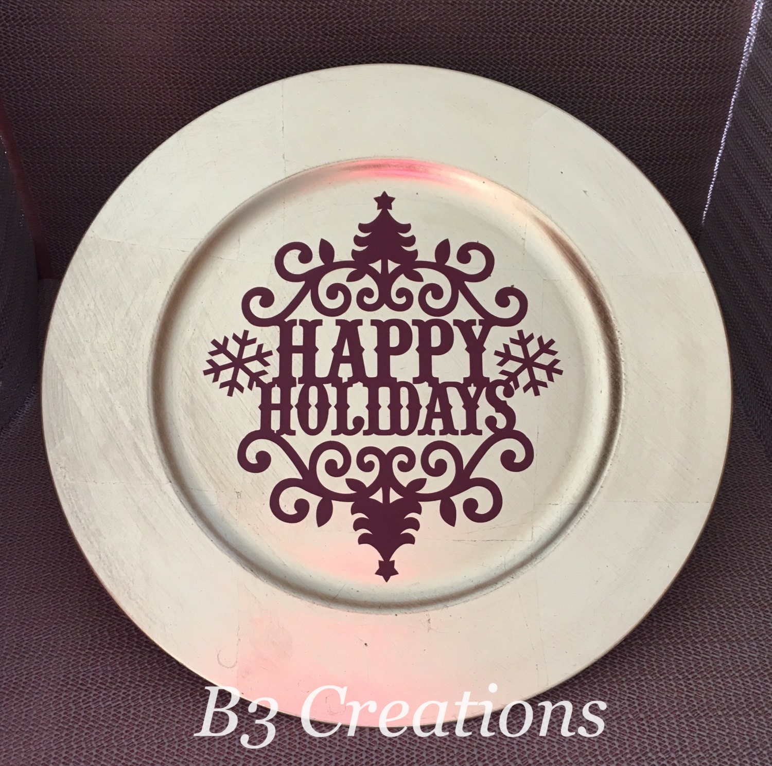 Happy Holidays Charger Plate Christmas Decor Christmas