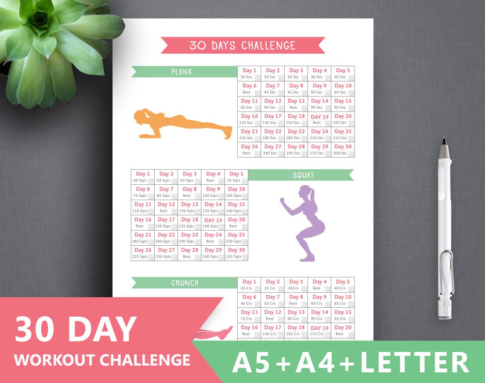 Fitness Challenge printable: 30 DAYS FITNESS