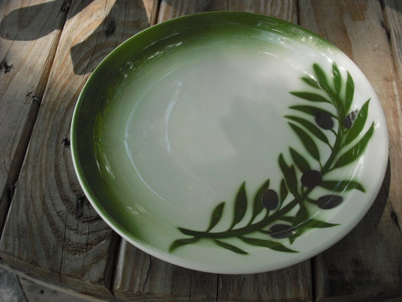 Wallace China Country Kitchen Vintage Kitchen China Plate Grandmas Kitchen Porcelain dish Green plate Restaurantware