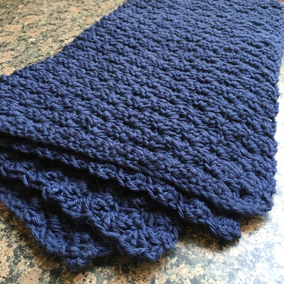Handmade Crocheted Navy Blue Baby Blanket Soft