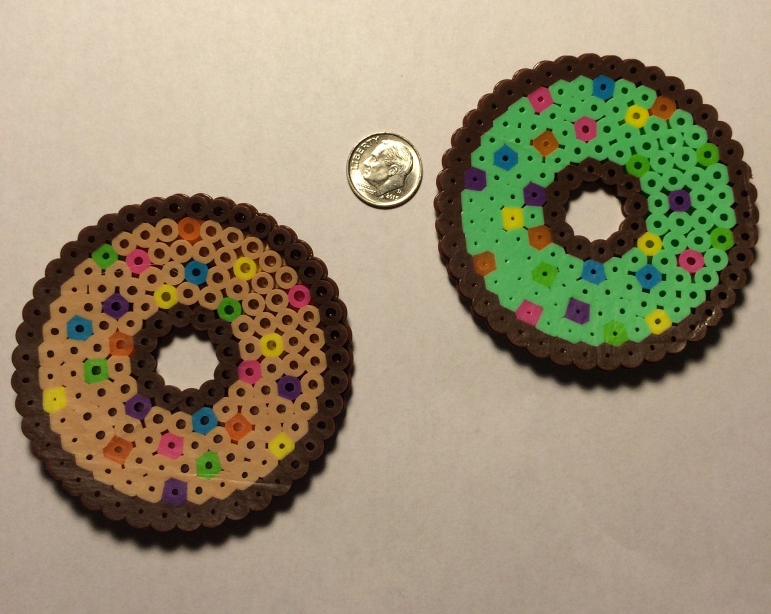 Doughnut Coaster Set Perler Beads by NerdFusion on Etsy