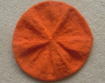Great Pure Cashmere Handknitted Orange Beret Child