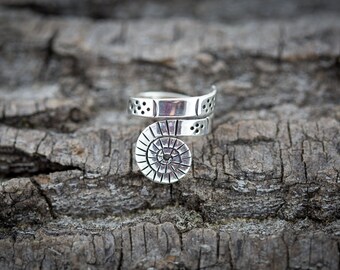Original Fossil Design Sterling Silver Ring with Spiral Effect - Handmade ring
