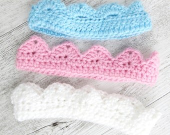 Crown/set of 3/newborn photography prop/blue/white/pink