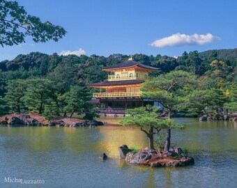 Travel Photography Print, Japanese Architecture, Golden Pavilion, Japanese Landscape, Zen Buddhist Monk, Kinkaku-ji, Asia Photo, Kyoto Japan