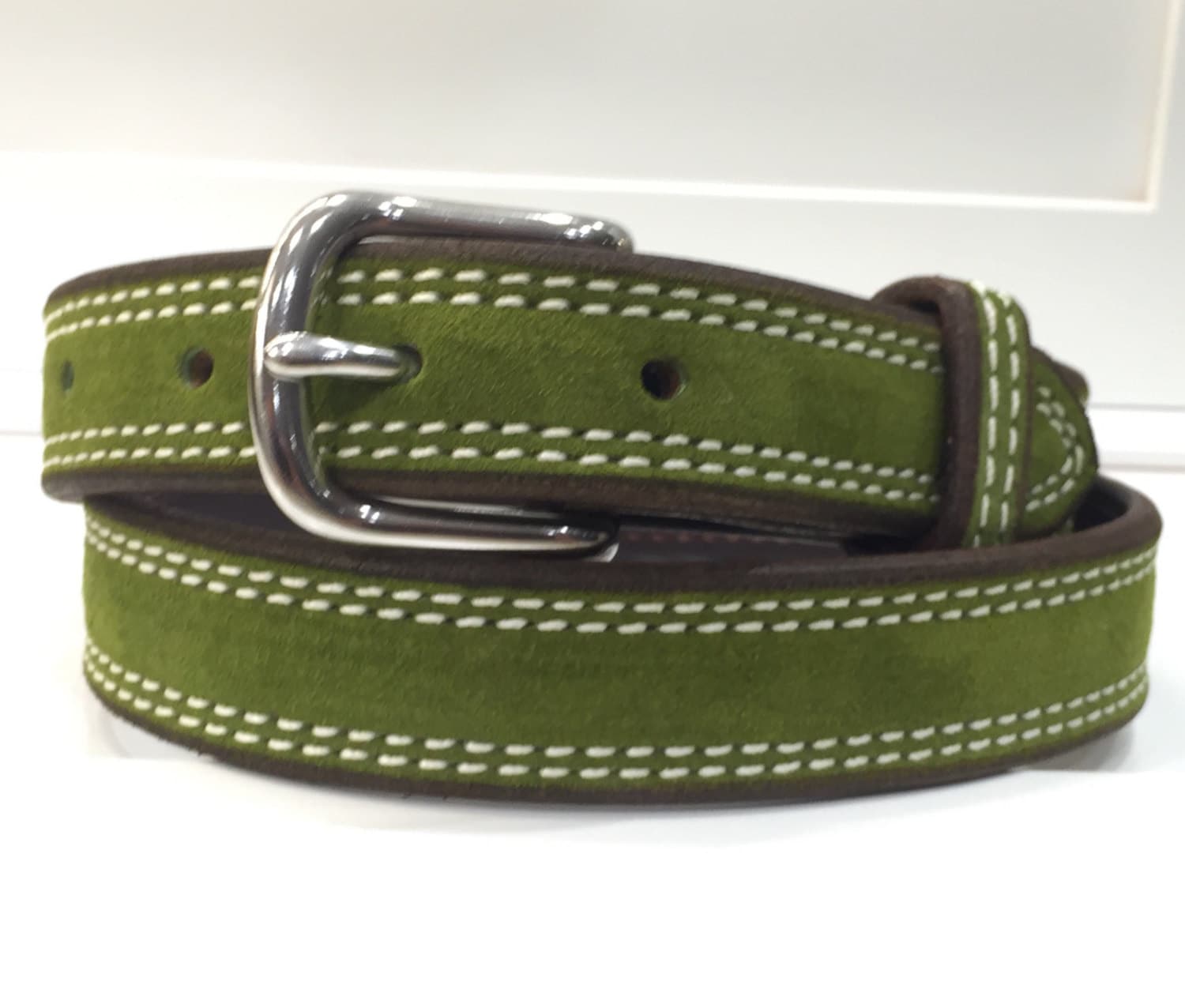 Green Suede Belt Green Leather Belt Suede Belt Leather