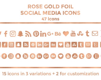 Rose Gold Social Media Icons Buttons Website Icons Rose Gold Foil Blog Icons Rose Gold Social Media Icons Social Media Graphics Twitter