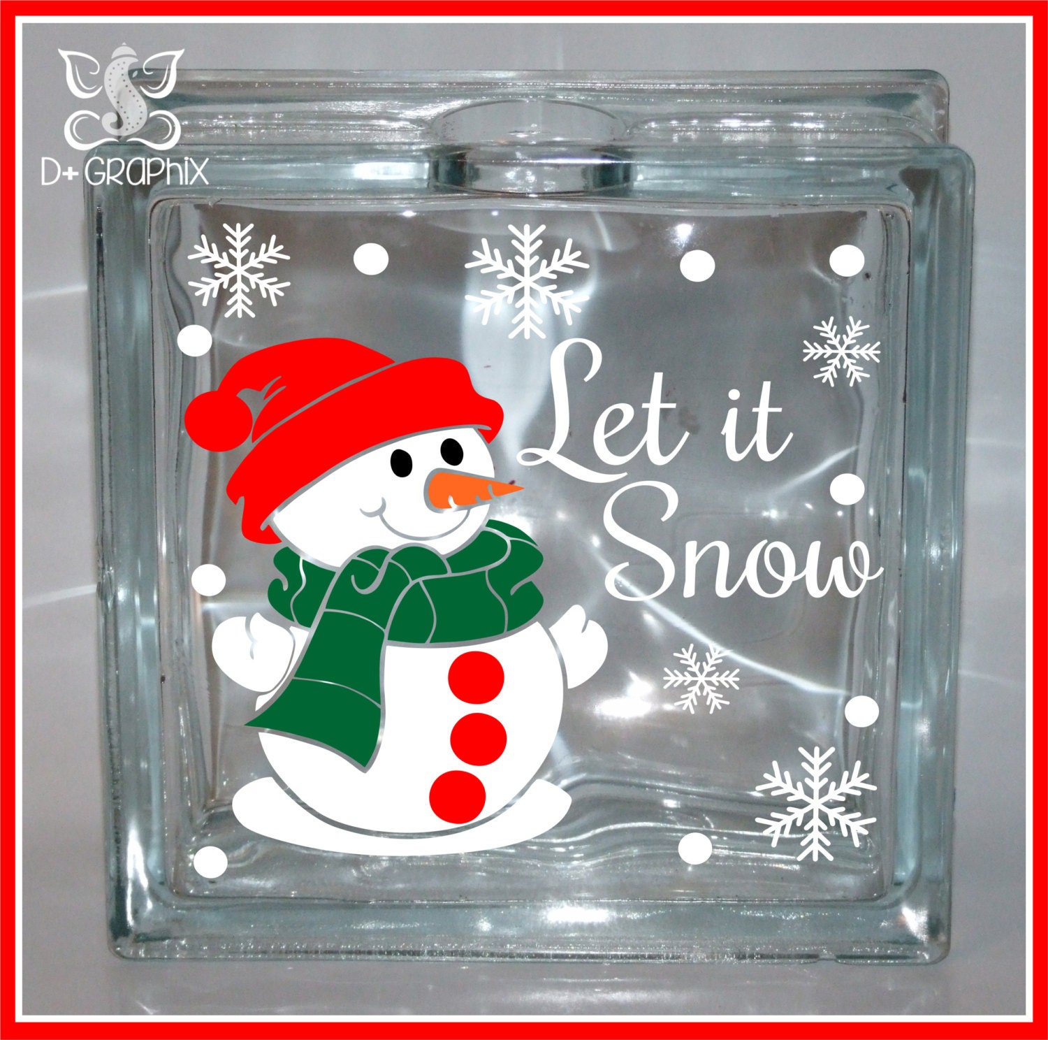 Let it Snow 04 Christmas Glass Block Decal Sticker / DIY