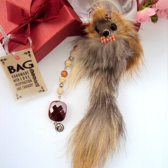 Keychain Cute fluffy animal charm fur by CuteKeychainCharms