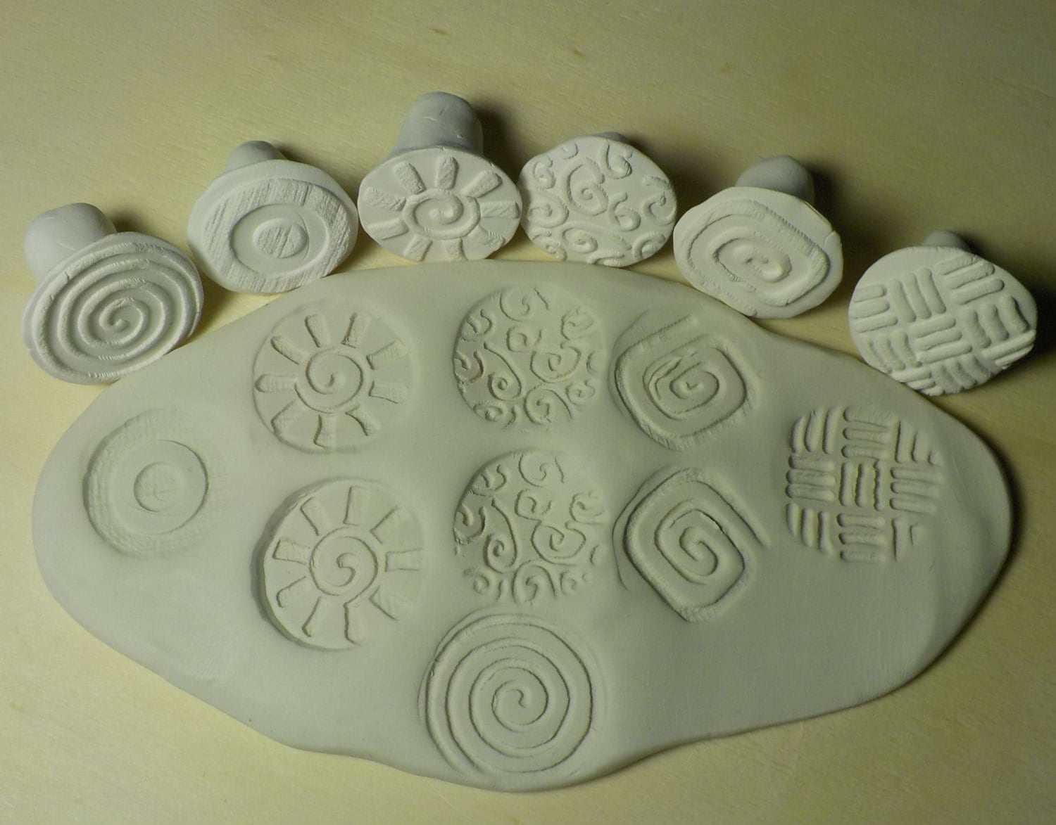 6 clay stamps / Textured pottery stamps / by PotteryTextureTools
