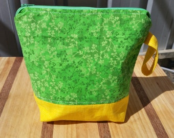 Small Project Bag Green Floral and Yellow