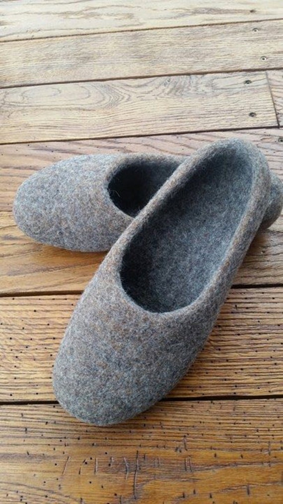 Felted natural wool slippers felted shoes house shoes wool