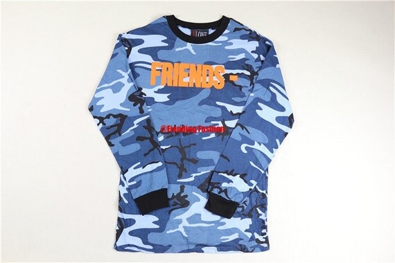 Vlone Full Camo Long Sleeve Tee Blue by FiendingFashion on